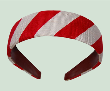 Red and White Repp Stripe Headband 