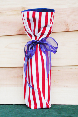 Red and White Stripe Wine Bag
